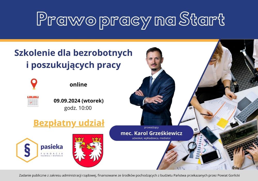 Prawo pracy na start - szkolenie dla bezrobotnych plakat